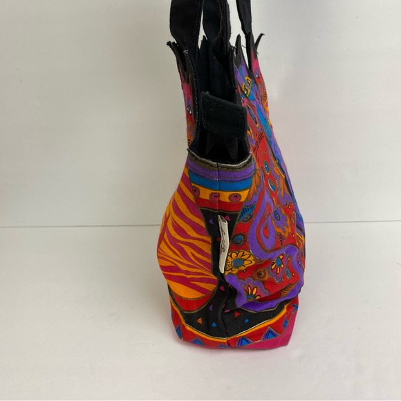 Laurel Burch Sand N Sun Canvas Cat Cutout Tres Gratos Zip Top Handbag Purse Tote - Picture 5 of 16